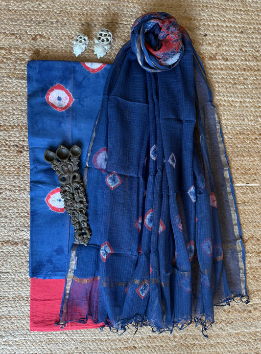 BLUE COTTON KOTA HANDBLOCK SUIT SET