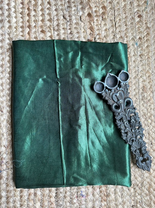 GREEN PRINTED MASHRU SILK UN STITCHED BLOUSE PIECE