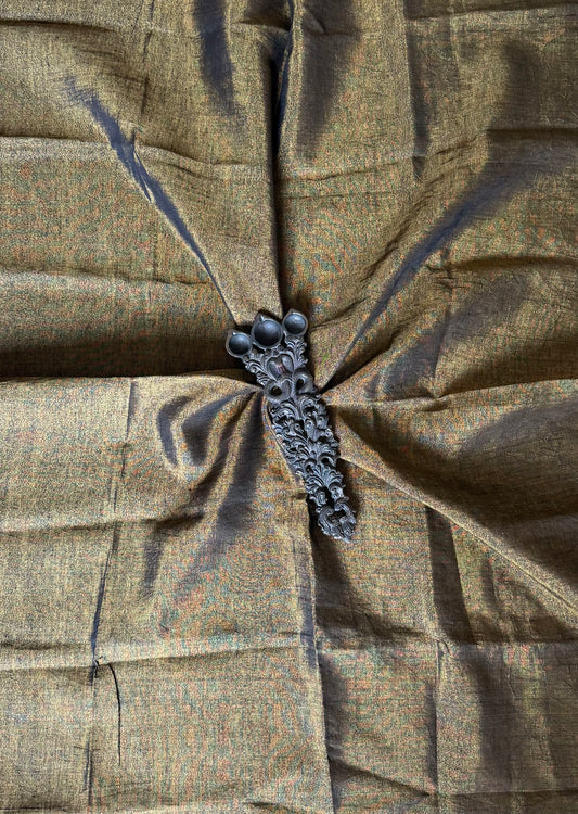 BROWN &GOLD METALLIC LINEN BLOUSE PIECE