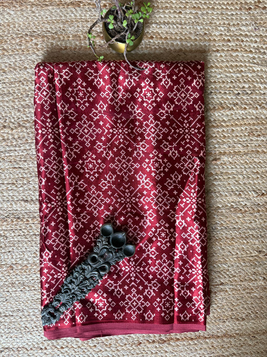 MAROON PATOLA PRINT MASHRU SILK FABRIC MSF- 20