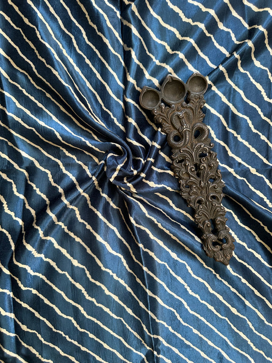 Blue printed mashru silk un stitched blouse piece