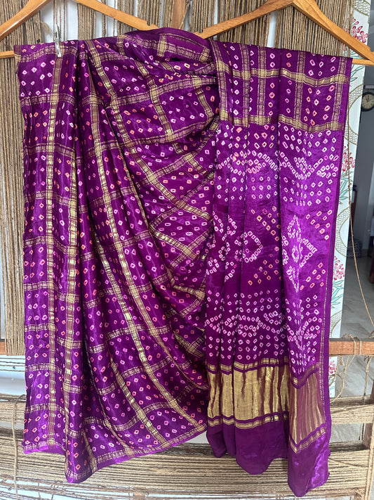 PURPLE MODAL SILK GHARCHOLA BANDHANI SARI BS- 68