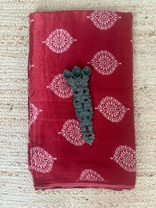 Maroon Badam Butta mashru silk fabric