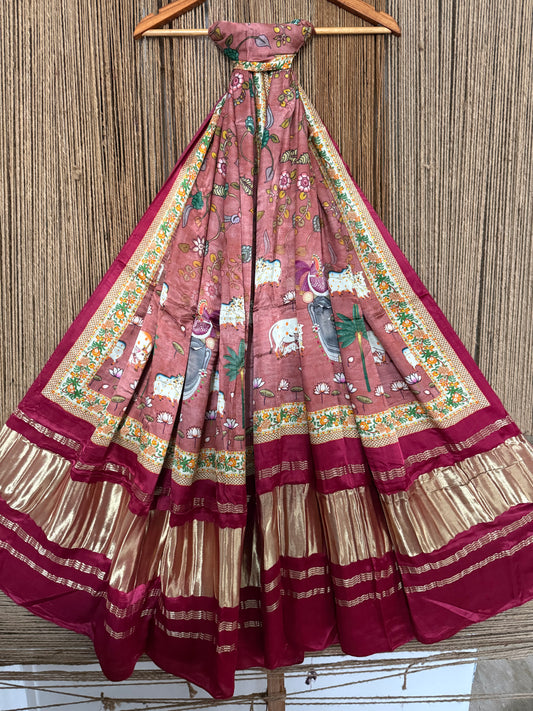 MAROON PICHWAI PATOLA PRINT MODAL SILK DUPATTA