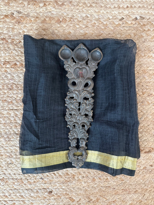 Black Kota handcrafted cotton un stitched blouse piece