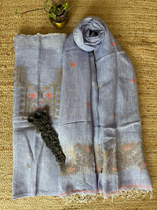 LIGHT PURPLE WOVEN LINEN  KURTA SET LJS- 2013