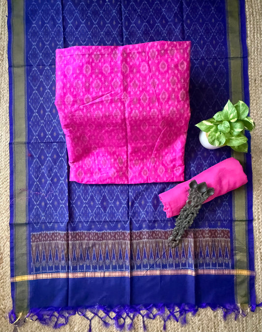 Barbie Pink raw silk ikkat hanwoven kurta with Bottom ikkat patola pure silk handwoven dupatta