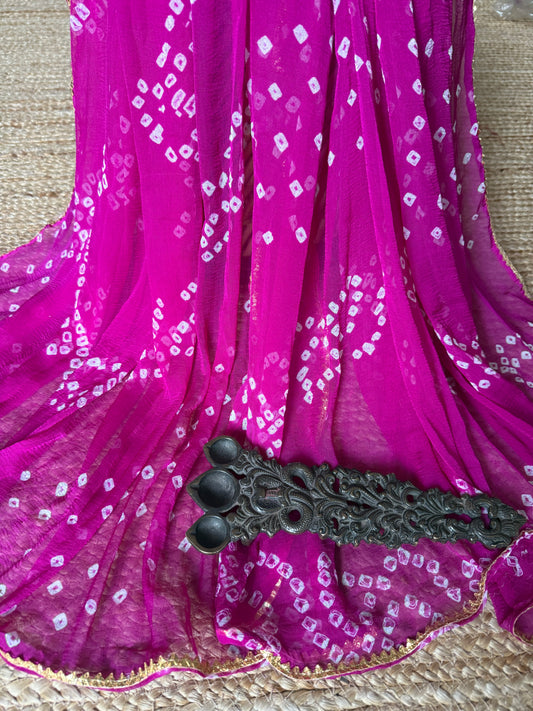Hot pink chiffon leheriya dupatta