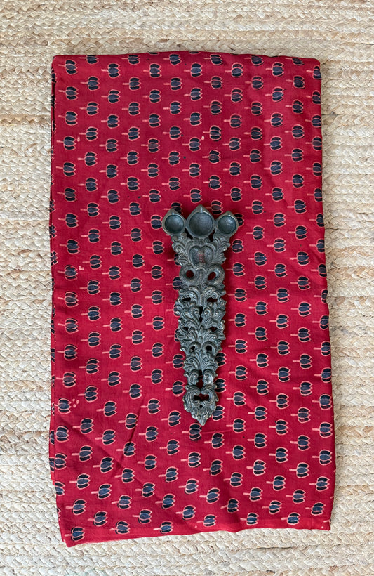 MAROON AJRAKH MODAL HANDCRAFTED NATURAL DYE PRINTED FABRIC MF-