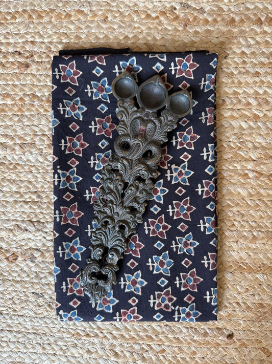 BLACK AJRAKH HANDCRAFTED COTTON SILK UN STITCHED BLOUSE PIECE