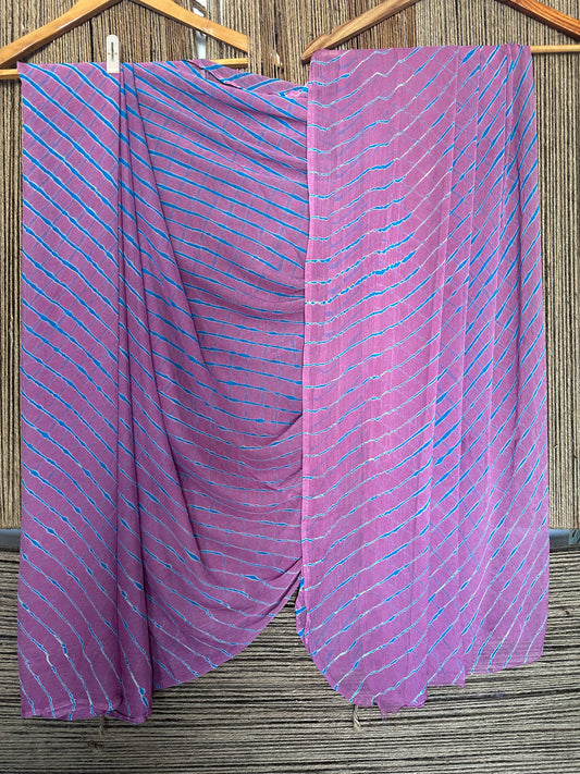MAUVE WITH CONTRAST BLOUSE LEHERIYA HANDCRAFTED CHIFFON SARI CL-22