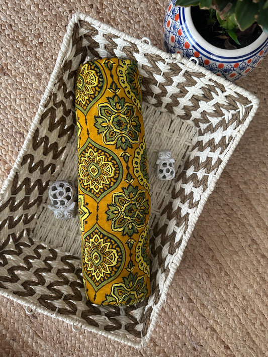 MUSTARD AJRAKH MODAL HANDCRAFTED NATURAL DYE PRINTED FABRIC MF-5