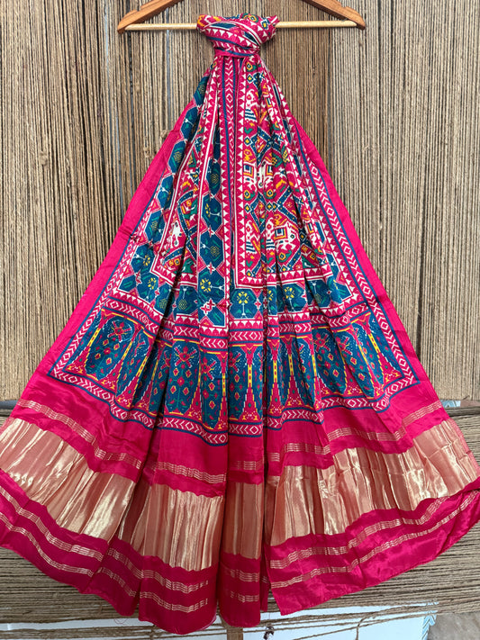 PINK & BLUE PATOLA PRINT MODAL SILK DUPATTA