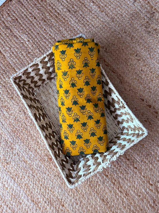 Pollen Yellow ajrakh handcrafted natural dye printed fabric cf - 10