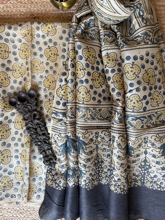 BEIGE AJRAKH TUSSAR SILK HANDBLOCK SUIT SET TSS- 20