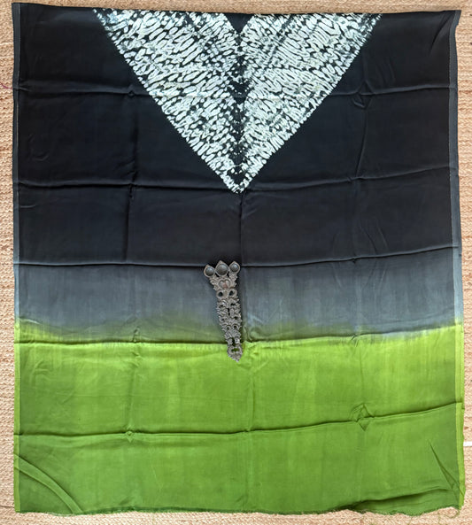 Black ombrã© modal silk shibori kurta/kaftan material
