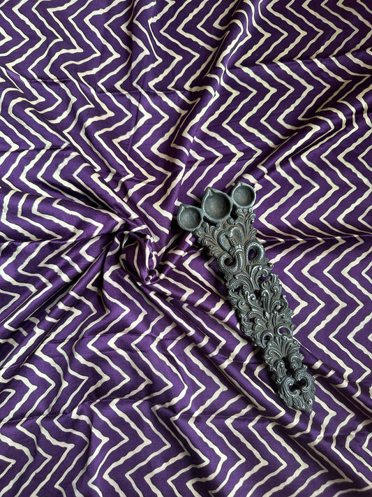 PURPLE PRINTED MASHRU SILK UN STITCHED BLOUSE PIECE