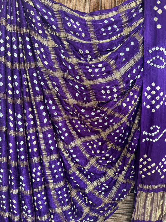 Purple modal silk gharchola bandhani sari bs- 68