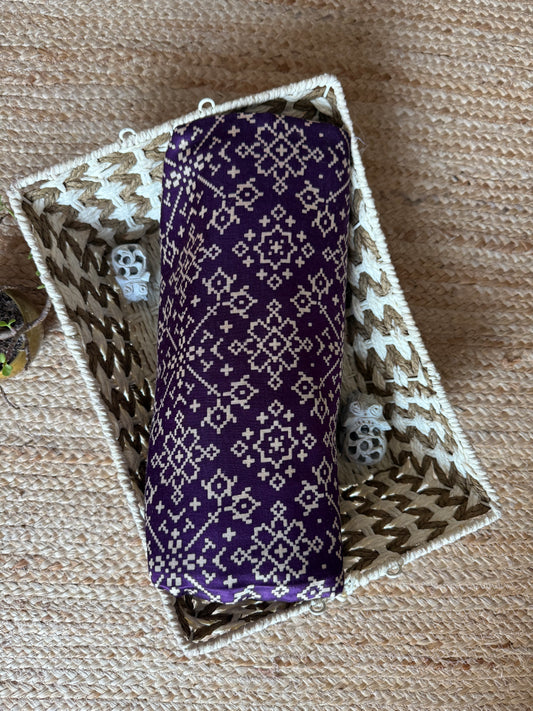 PURPLE PATOLA PRINT MASHRU SILK FABRIC MSF- 18