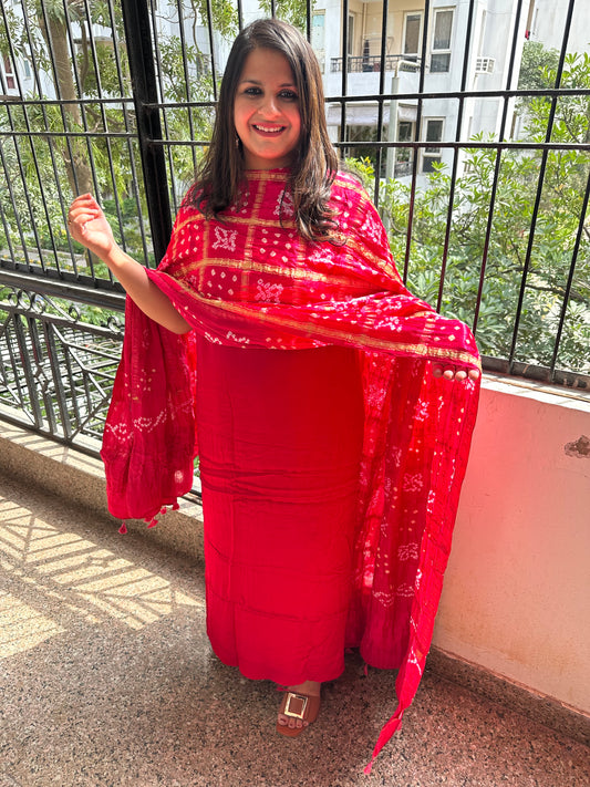 PINK MODAL SILK KURTA WITH GHARCHOLA HANDCRAFTED MODAL SILK DUPATTA PS-1066
