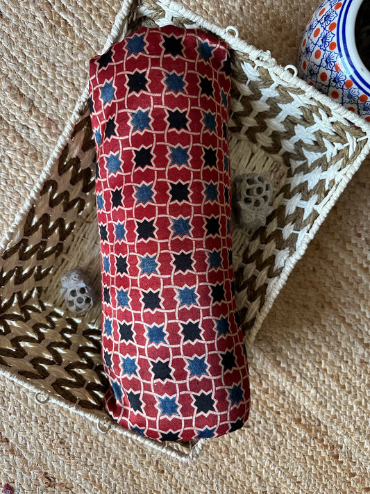 MAROON MASHRU AJRAKH HANDCRAFTED SILK FABRIC