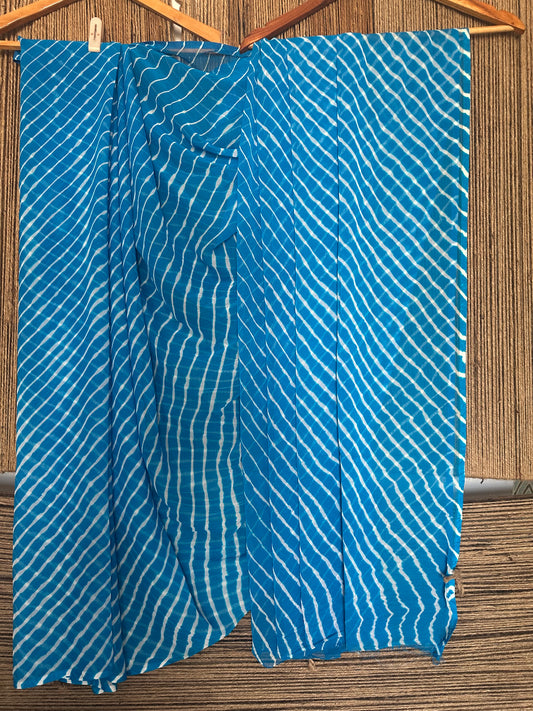 OCEAN BLUE LAHARIYA HANDCRAFTED CHIFFON SARI CL-7