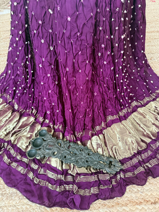 Purple modal silk bandhani dupatta with nakshi border
