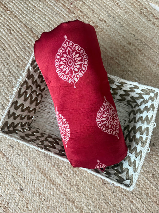 Maroon Badam Butta mashru silk fabric