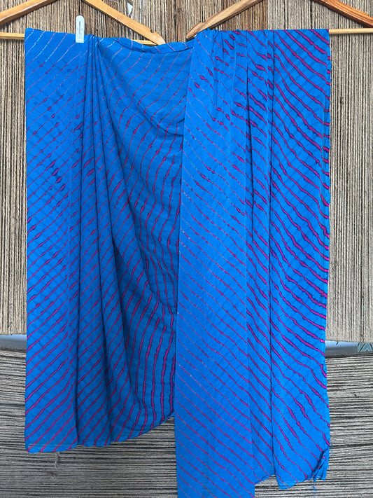 CERULEAN WITH CONTRADT BLOUSE LAHARIYA HANDCRAFTED CHIFFON SARI CL-18