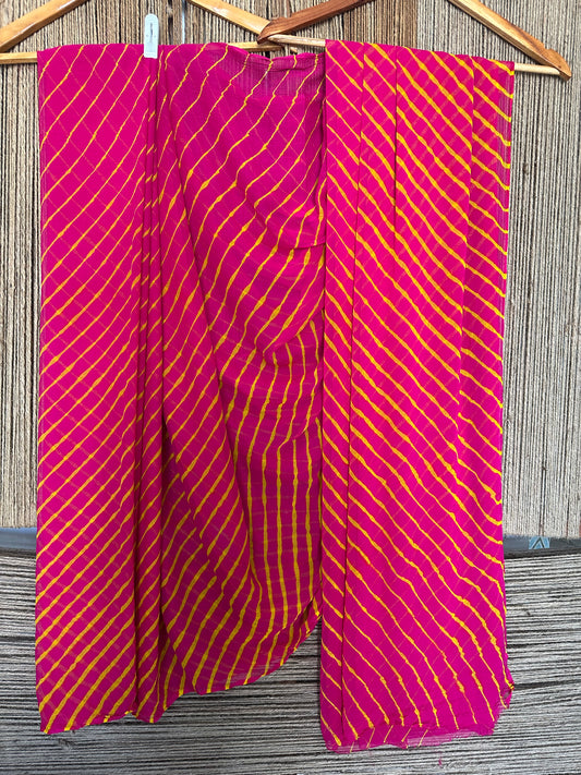 MAGENTA PINK WITH CONTRADT BLOUSE LAHARIYA HANDCRAFTED CHIFFON SARI CL-16