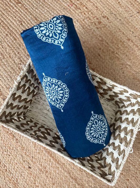 Blue Badam Butta mashru silk fabric