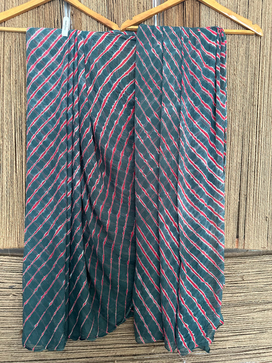 SLATE GAY LEHERIYA HANDCRAFTED CHIFFON SARI CL -1035