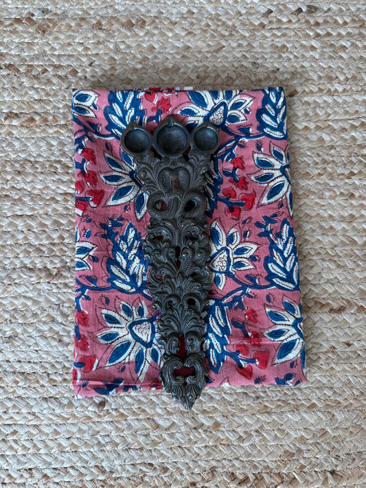 Blush Pink ajrakh handcrafted cotton silk un stitched blouse piece