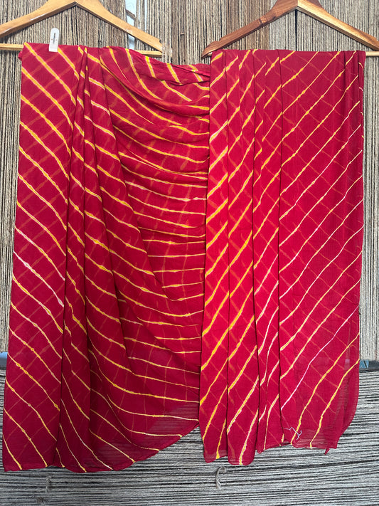 MAROON LEHERIYA HANDCRAFTED CHIFFON SARI CL-23