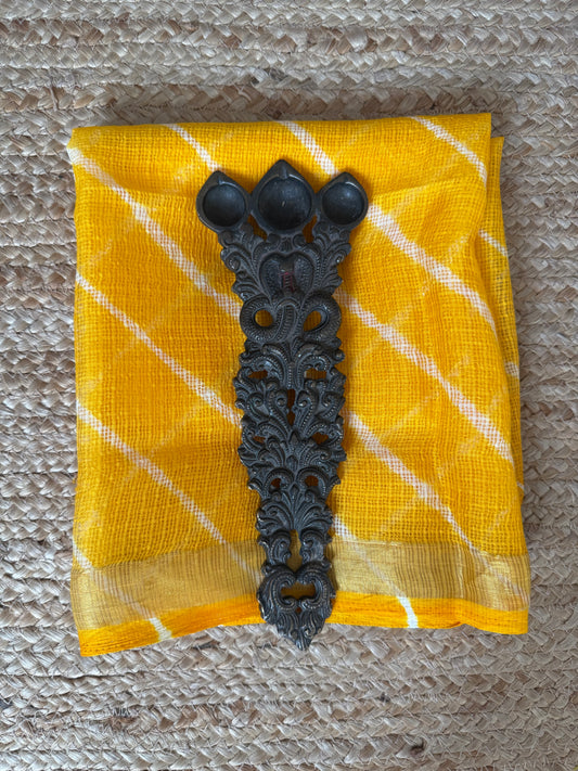 Yellow Kota handcrafted cotton un stitched blouse piece