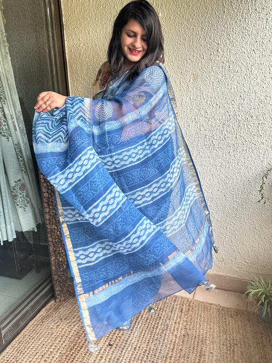 INDIGO AKOLA KOTA DORIA HANDBLOCK SARI