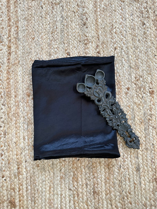 BLACK SOLID MASHRU SILK UN STITCHED BLOUSE PIECE