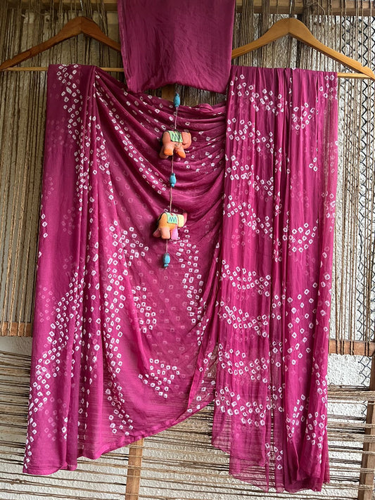 HIBISCUS PINK BANDHANI CHIFFON SARI CB-7