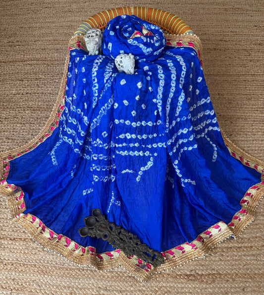 Blue chiffon Bandhani dupatta