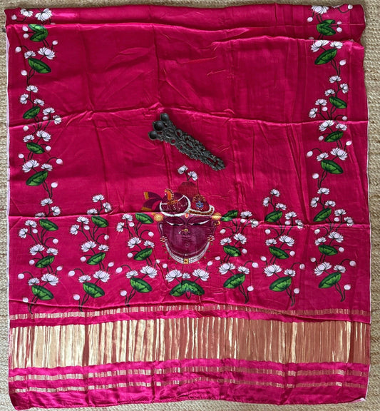 Pink pichwai modal silk dupatta