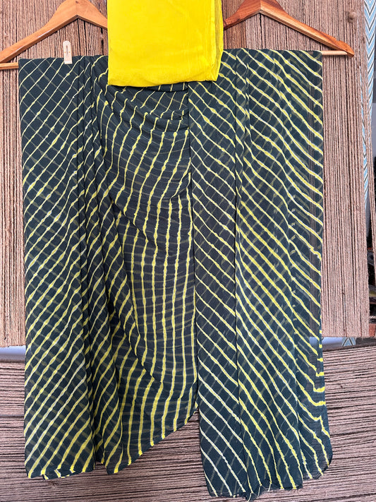 BLACK WITH CONTRAST BLOUSE LAHARIYA HANDCRAFTED CHIFFON SARI CL-14