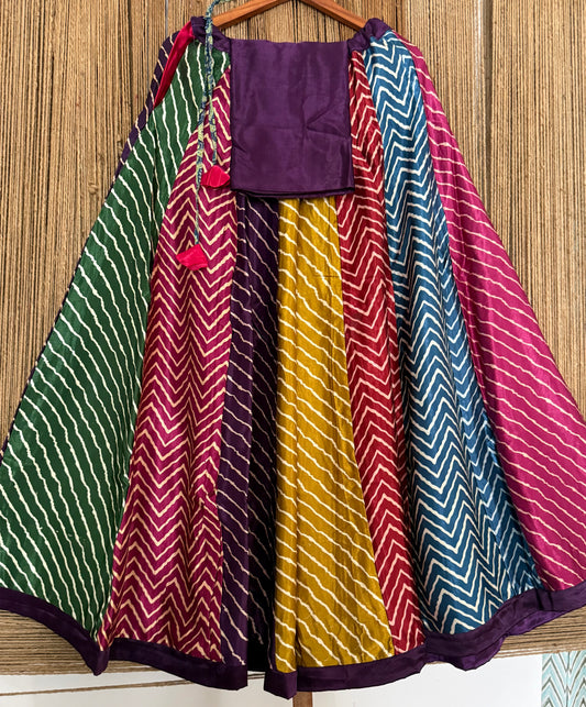 Mustard mashru silk blouse-with bandhani Patola patchwork handcrafted mashru silk Skirt