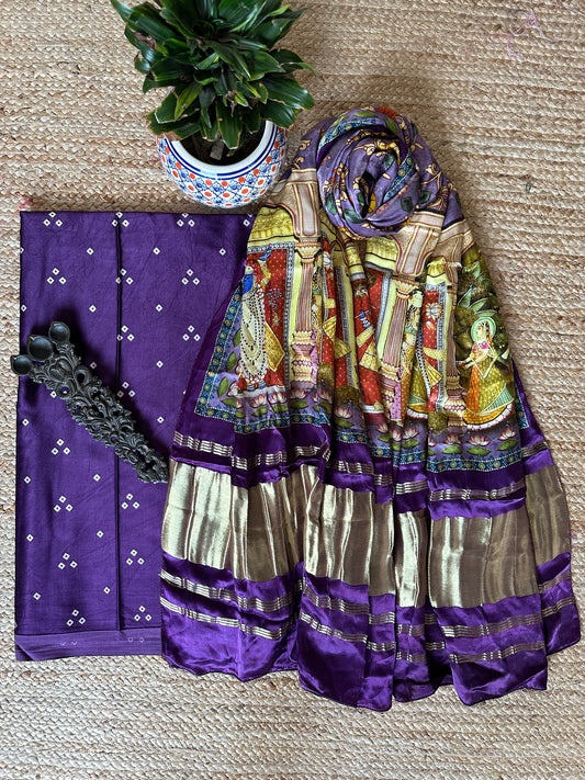PURPLE MASHRU SILK KURTA WITH PATOLA HANDCRAFTED MODAL SILK DUPATTA PS-10139