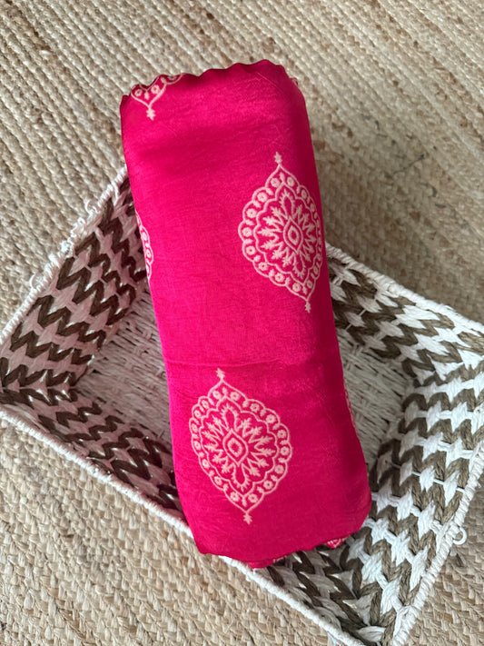 Pink Badam Butta mashru silk fabric