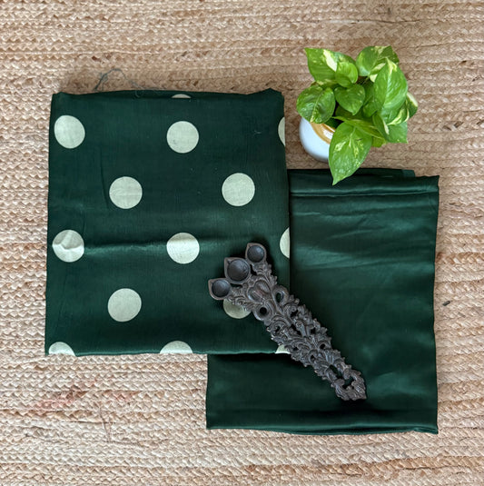 Pine green mashru silk hand embroidery kashmiri handembroidery sozni work cord set cs- 30