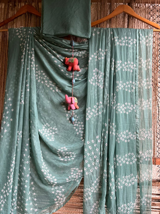 TURKISH GREEN BANDHANI CHIFFON SARI CL-91