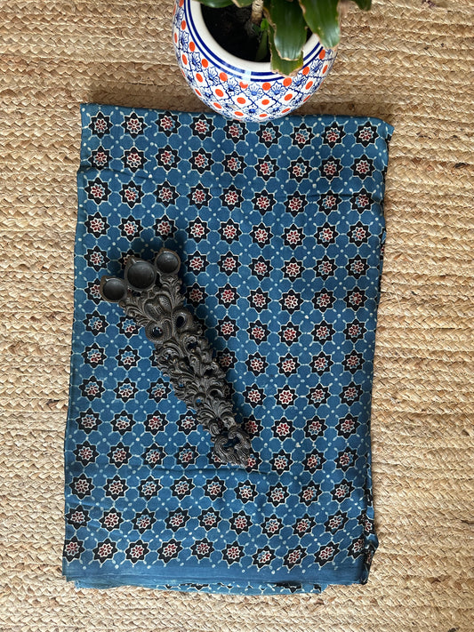 INDIGO BLUE AJRAKH MODAL HANDCRAFTED NATURAL DYE PRINTED FABRIC MF-2