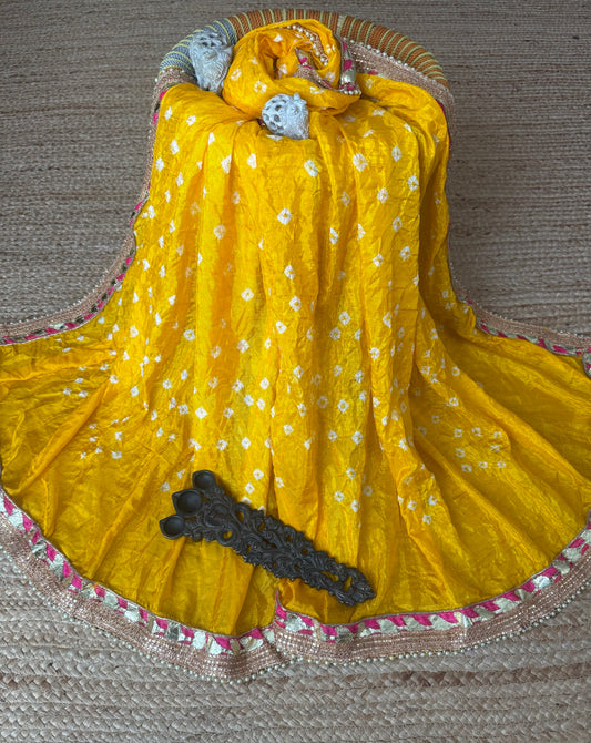 Yellow chiffon Bandhani dupatta