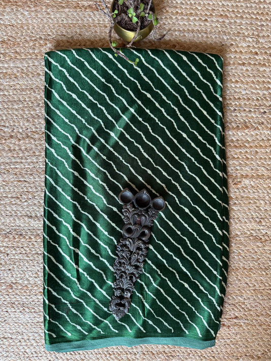 GREEN LEHERIYA MASHRU SILK FABRIC MSF- 13