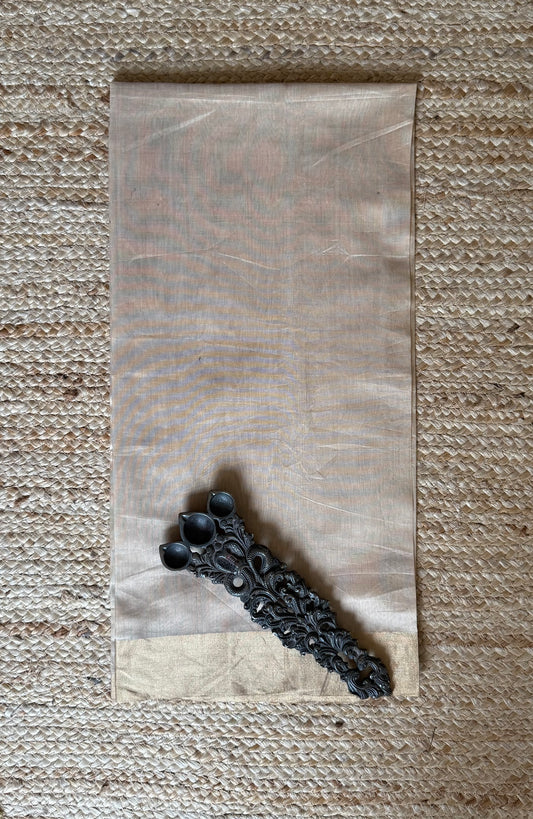 BEIGE GOLDEN CHANDERI SILK UN STITCHED BLOUSE PIECE